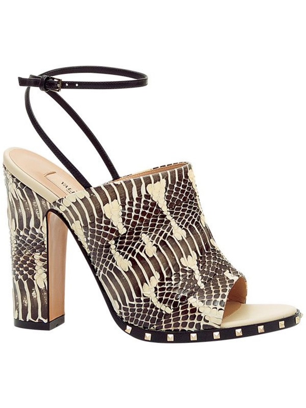 Valentino python print Ayers leather block heel open toe mules sandal size 37